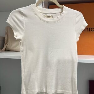 {Madewell} Cream Fitted Cap Sleeve T-Shirt